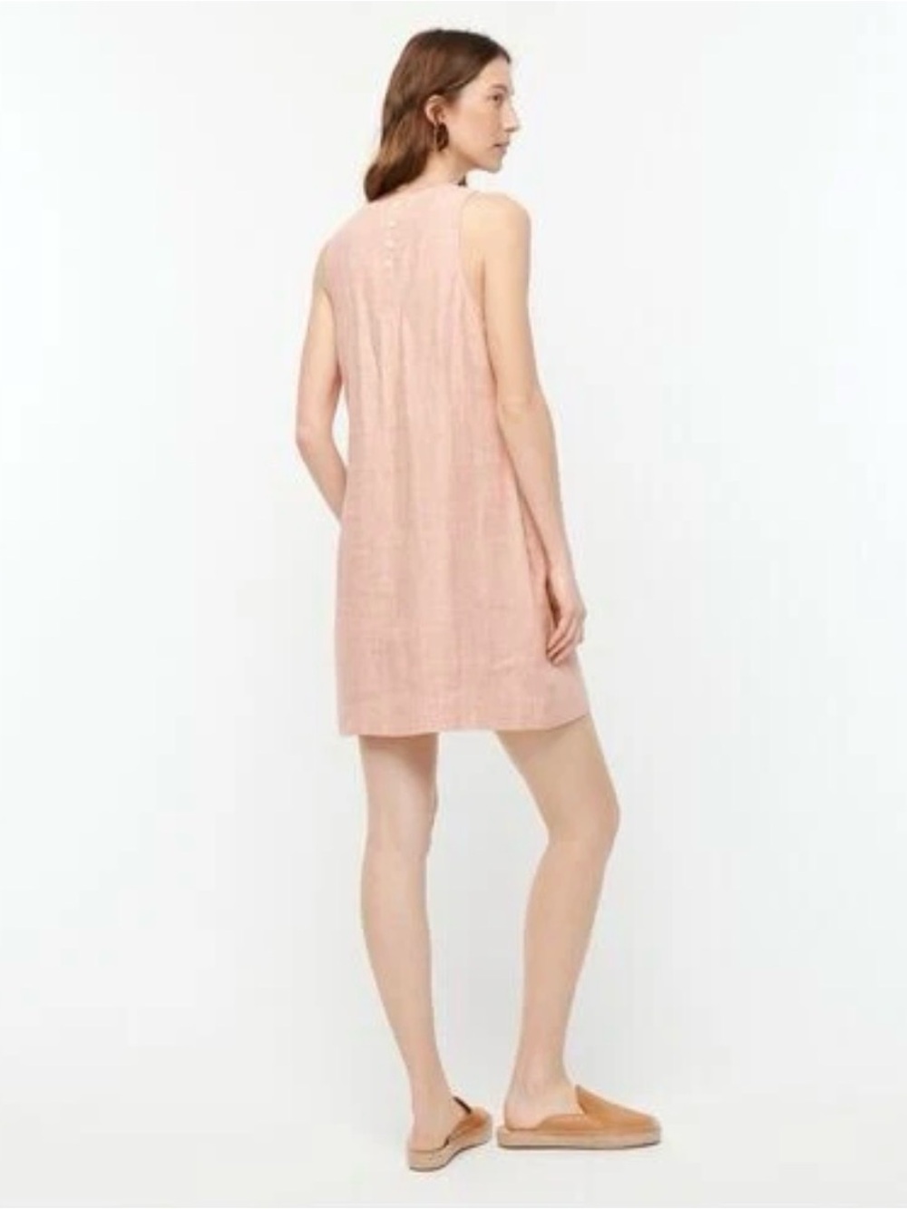 J.Crew Button Back Linen Shift Dress Size Small Pale Guava - Picture 3 of 13